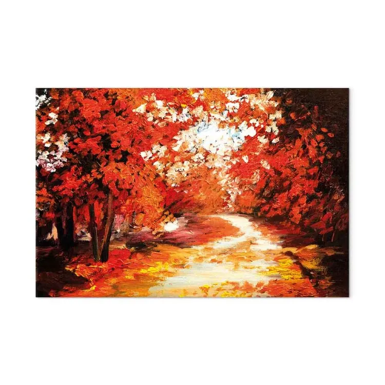 Herfstweg tussen bomen - impressionistisch landschap