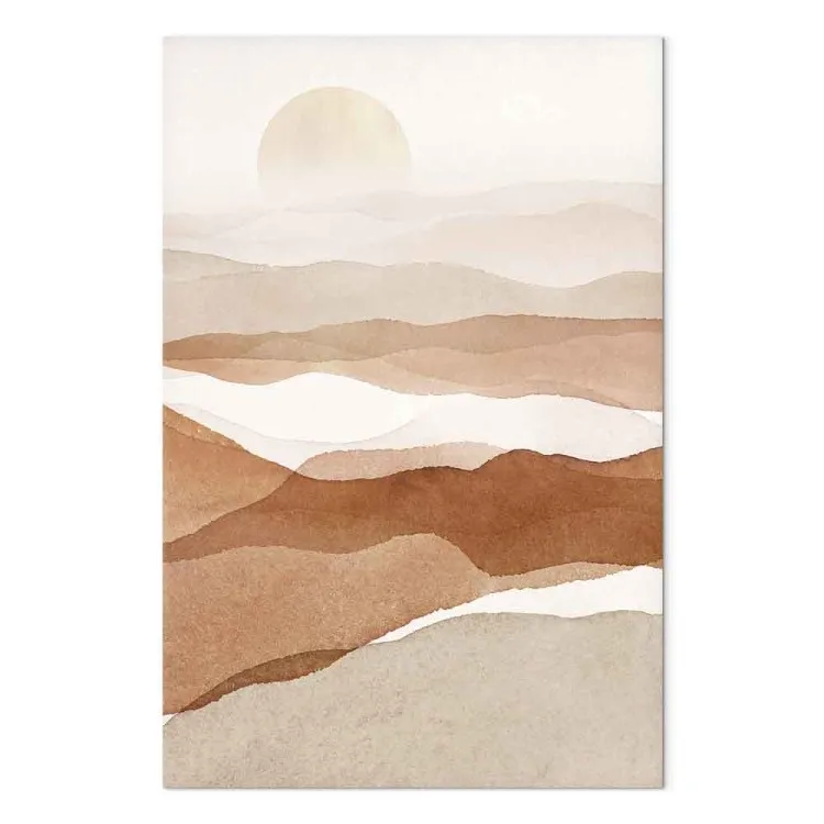 De ondergaande zon over de woestijn - een abstract landschap