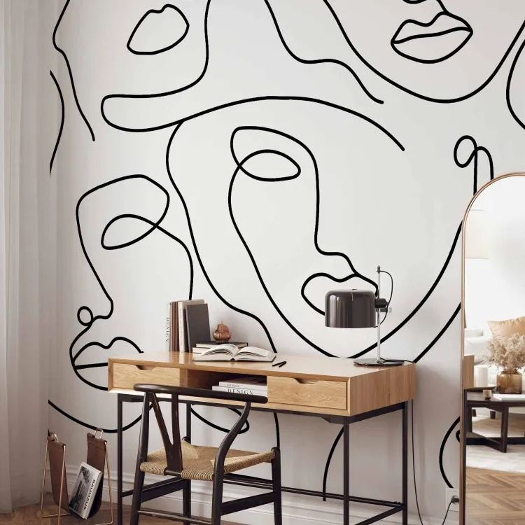 Zwart-witte abstractie met gezichten - minimalistische portretten van vrouwen