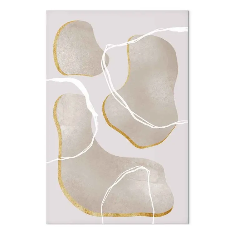Grijze marmeren fragmenten - beige abstractie in de scandi boho-stijl