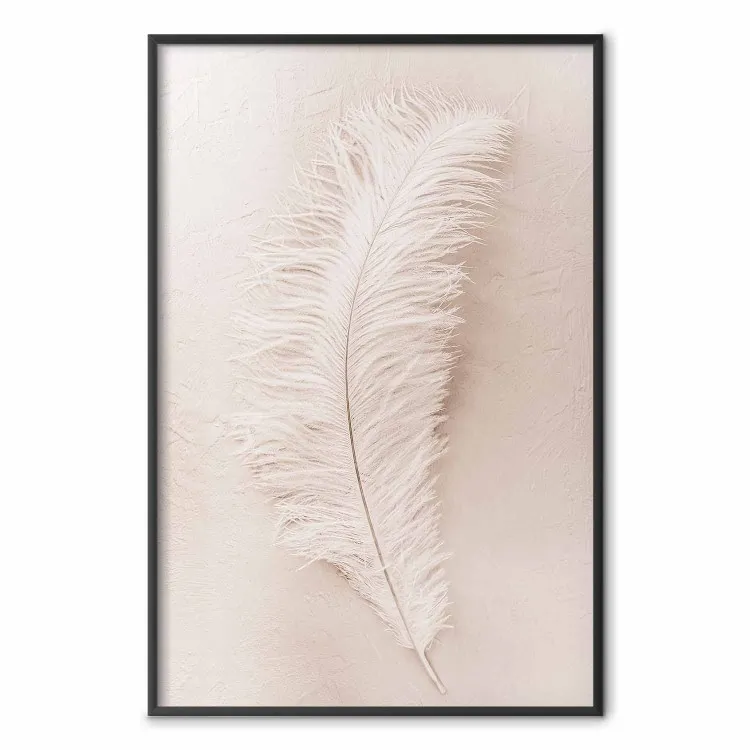 Stille herinnering - eenvoudige beige-roze compositie met vogelveer