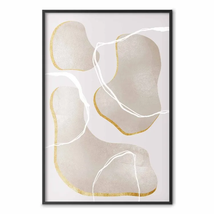Droom van het strand - eenvoudige abstractie in beige vormen en witte lijnen