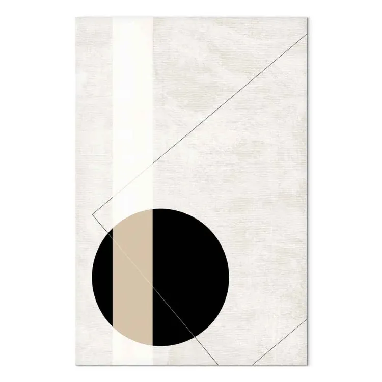 Zwarte cirkel en rechthoek - geometrische abstractie 