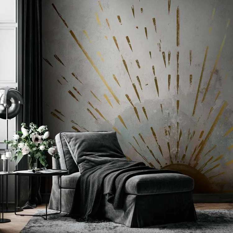 Het gouden gezicht van de rijzende zon - abstractie 
