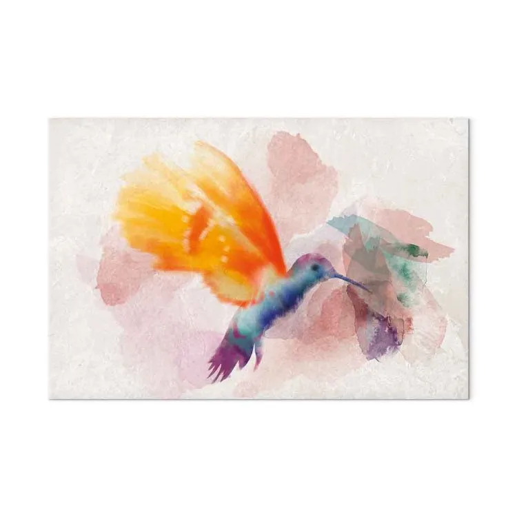 Gele kolibrie (1-delig) breed - vogel in delicate aquarellen