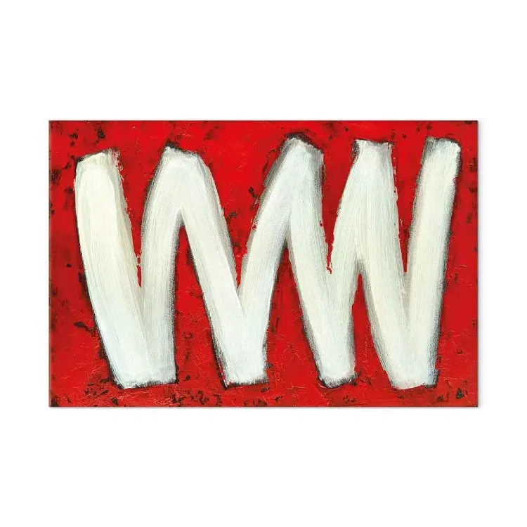 Twee letters W (1-delig) breed - abstractie op rode achtergrond
