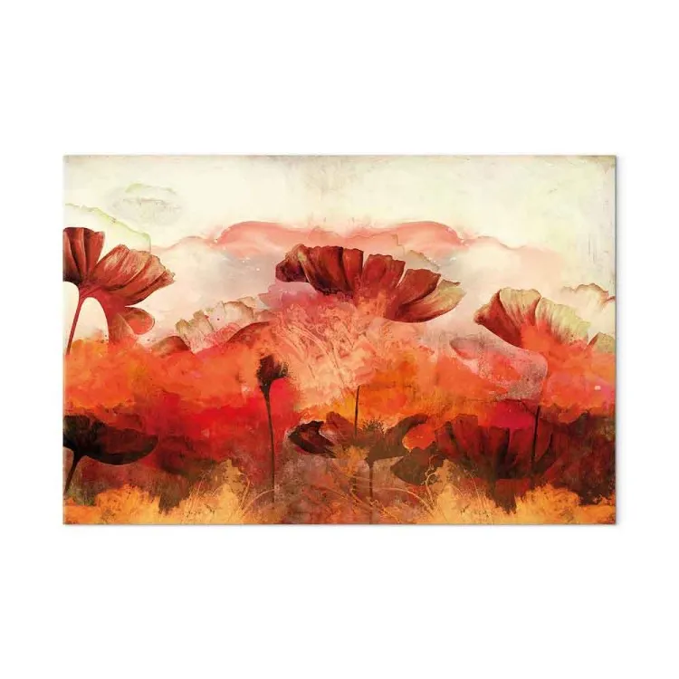 Brandende bloemen (1-delig) breed - landschap in warme kleuren