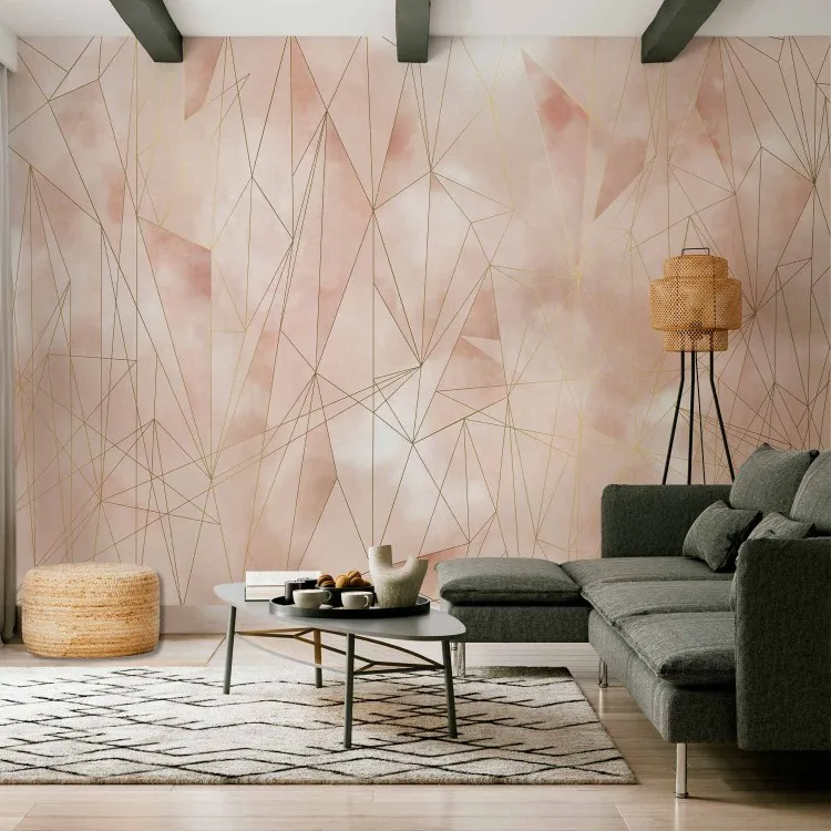 Pastel driehoeken - beige compositie met een abstract motief