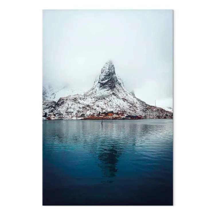 Identiteit van schoonheid (1-delig) verticaal - winterlandschap met berg over water
