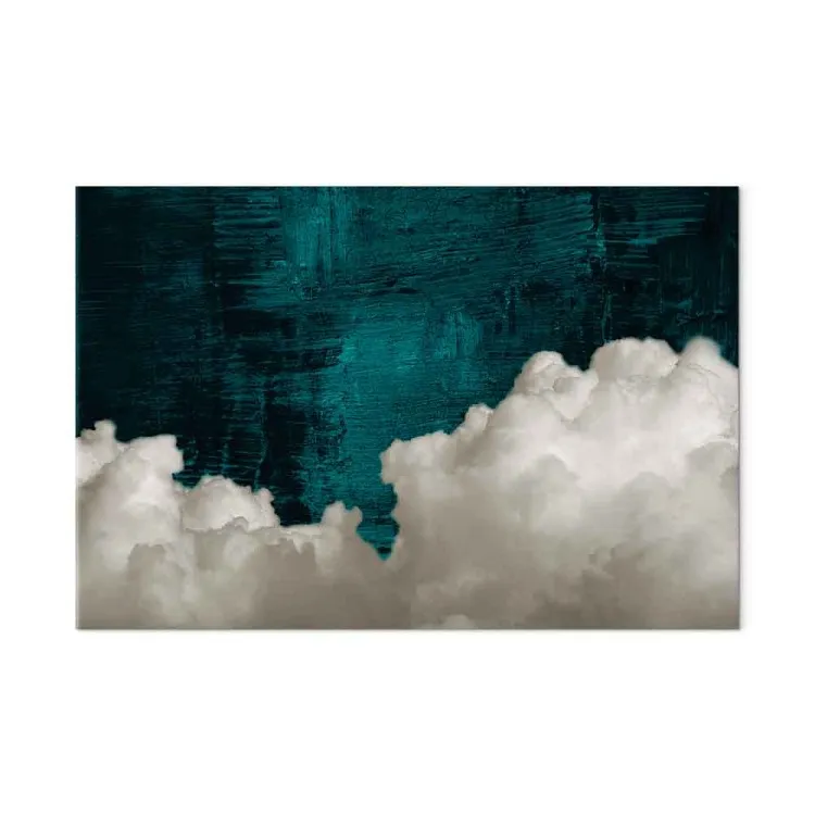 Smaragd abstractie (1-delig) breed - wolken op groene achtergrond