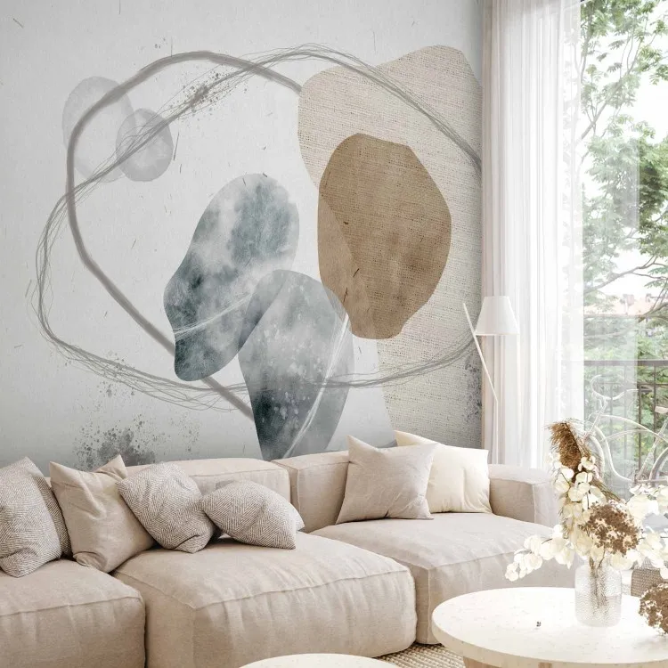 Elementen - minimalistische abstractie met grijze en beige patronen