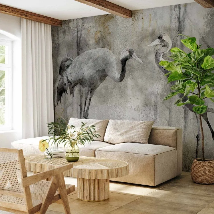 Lenteliefde voor vogels - het thema van kraanvogels in grijstinten