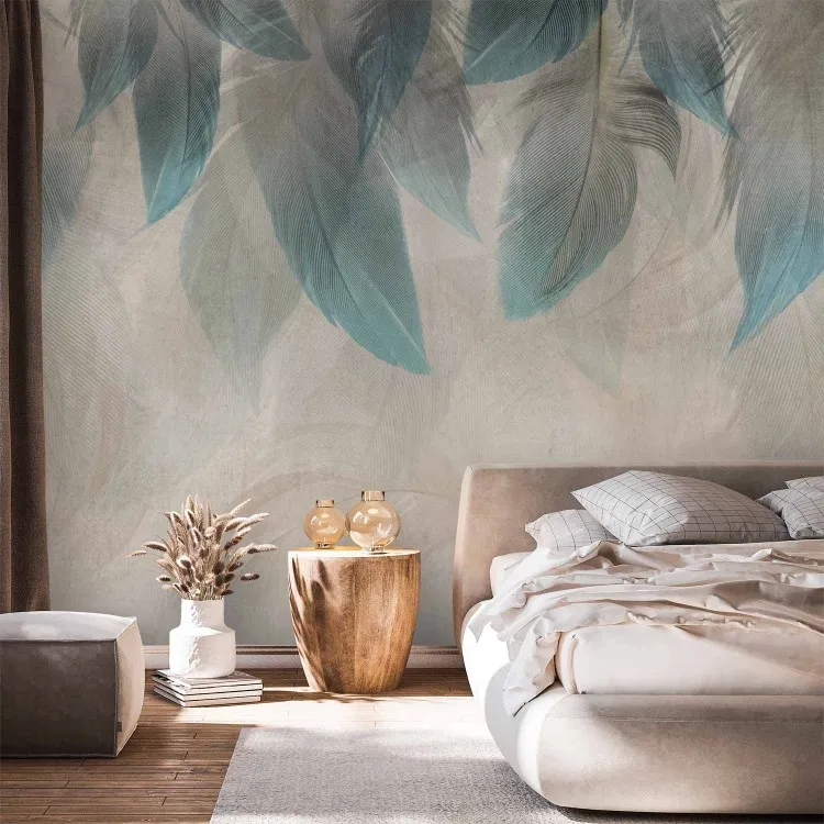 Een bos van veren - een heldere compositie van grijs en blauw