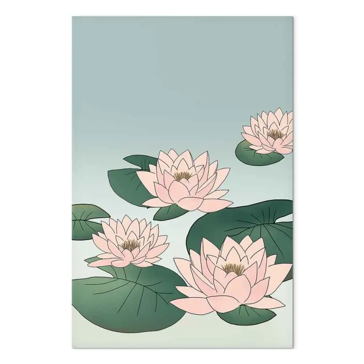 Roze waterlelies (1-delig) verticaal - landschap met bloemen op het water
