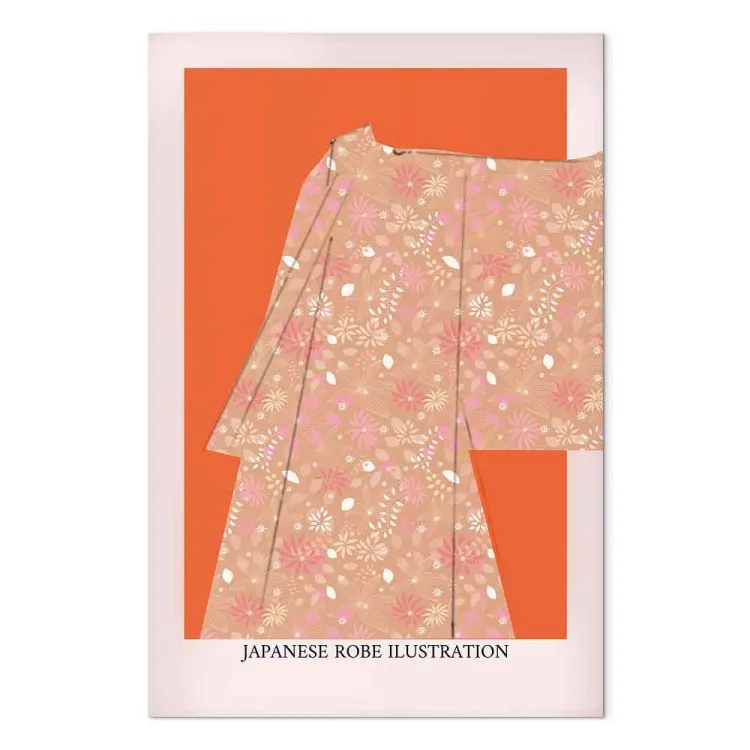 Japanse kimono (1-delig) verticaal - teksten en kleding in Zen-stijl