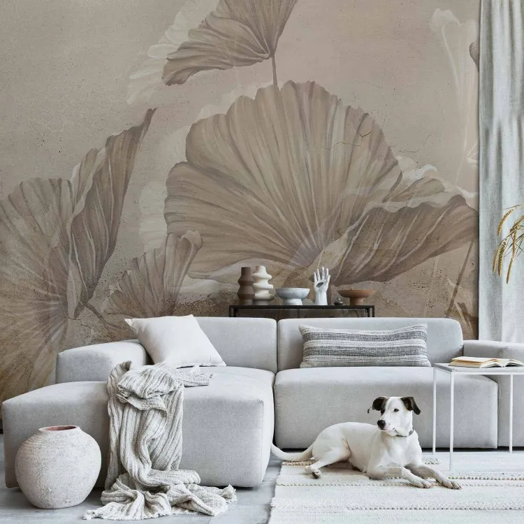 Minimalistische beige klaprozen - abstractie met bloemenmotief