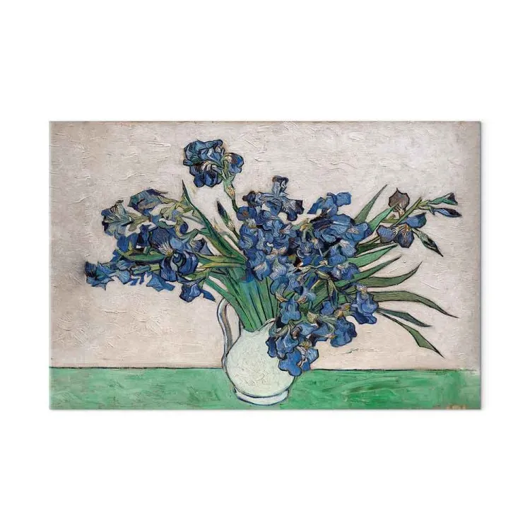 Vaas met irissen (1-delig) breed - bloemen in de stijl van Vincent van Gogh
