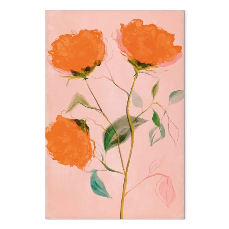 Oranje bloemen (1-delig) verticaal - drie rozen in bloei