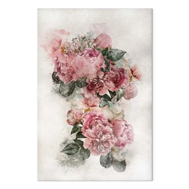 Pioenen in bloei (1-delig) verticaal - roze bloemen en een lichte achtergrond