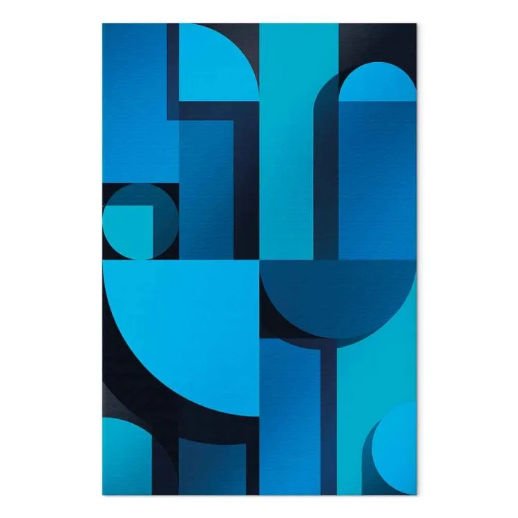 Kunst geometrie (1-delig) verticaal - blauwe abstractie art deco