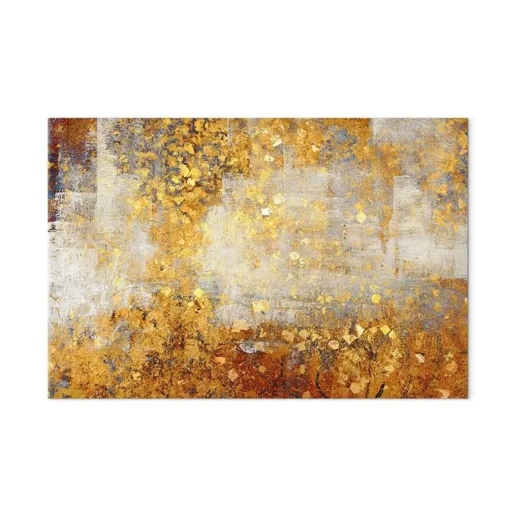 Gouden wildernis (1-delig) breed - abstractie in warme tinten