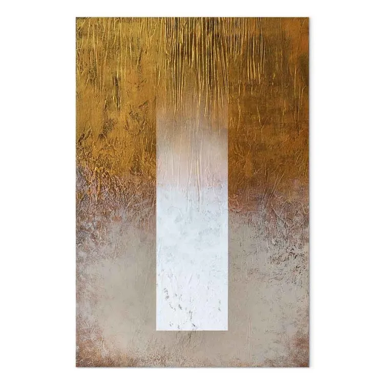 Spookachtige Abstractie (1-delig) - Verdwenen witte strook en goud-grijze achtergrond