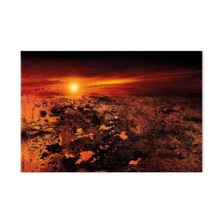 Landschap (1-delig) - Zicht op zonsondergang en bloedrode lucht