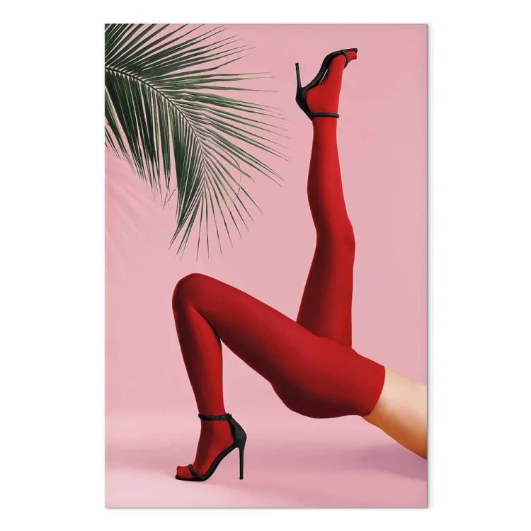 Rode Panty's (1-delig) - Vrouwenbenen tegen een groene palmboom