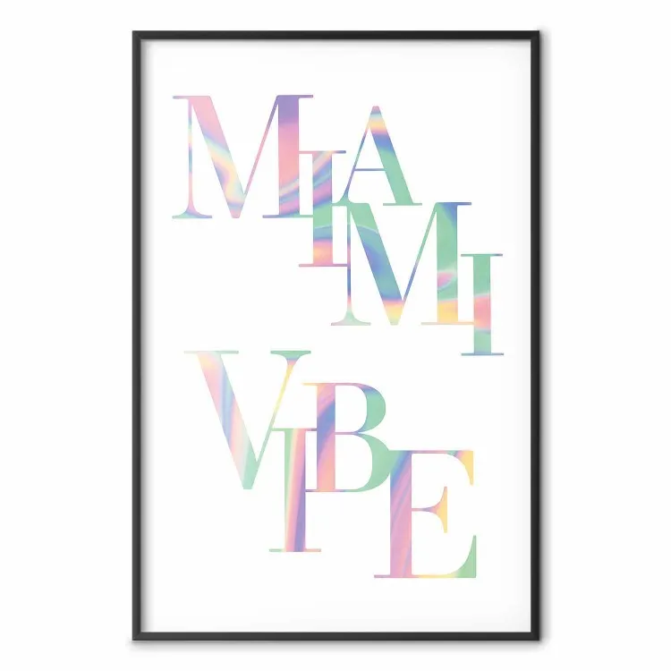 Miami Vibe - holografische letters in pastel- en groenblauwe kleuren