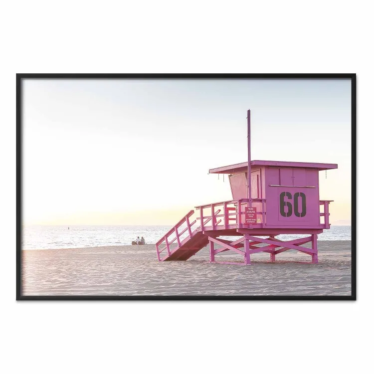 Zonsondergang - uitzicht op het hoofdkwartier van de strandwacht op Miami Beach