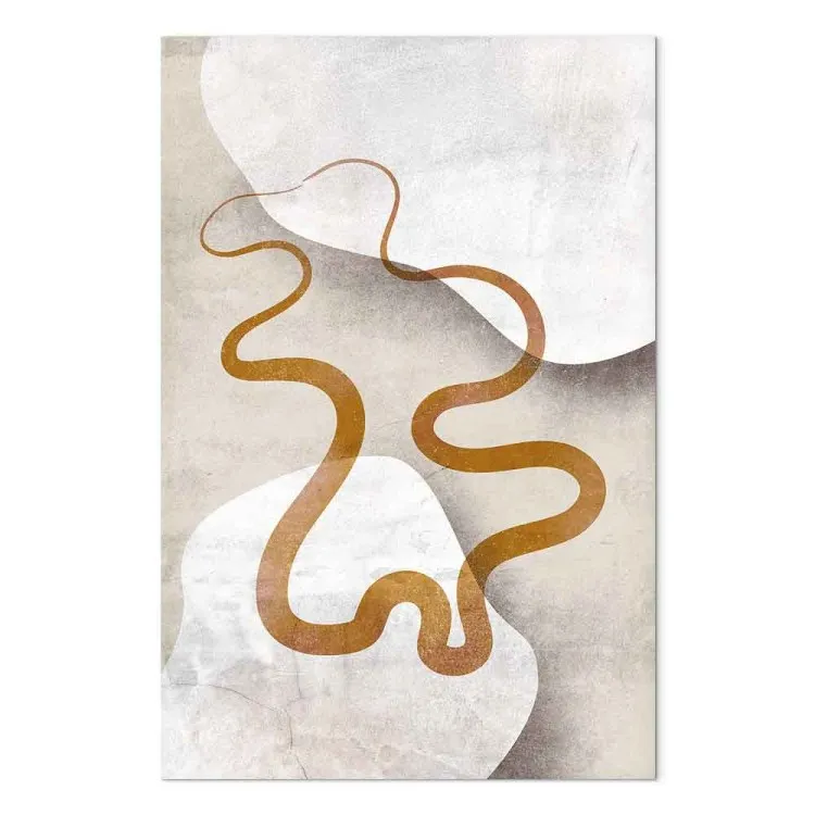 Oranje Lint (1-delig) - Abstractie in twee bruine golven