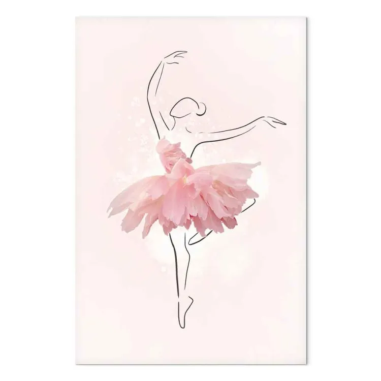Ballerina (1-delig) - Lineart van een vrouw in een roze jurk met bloemen