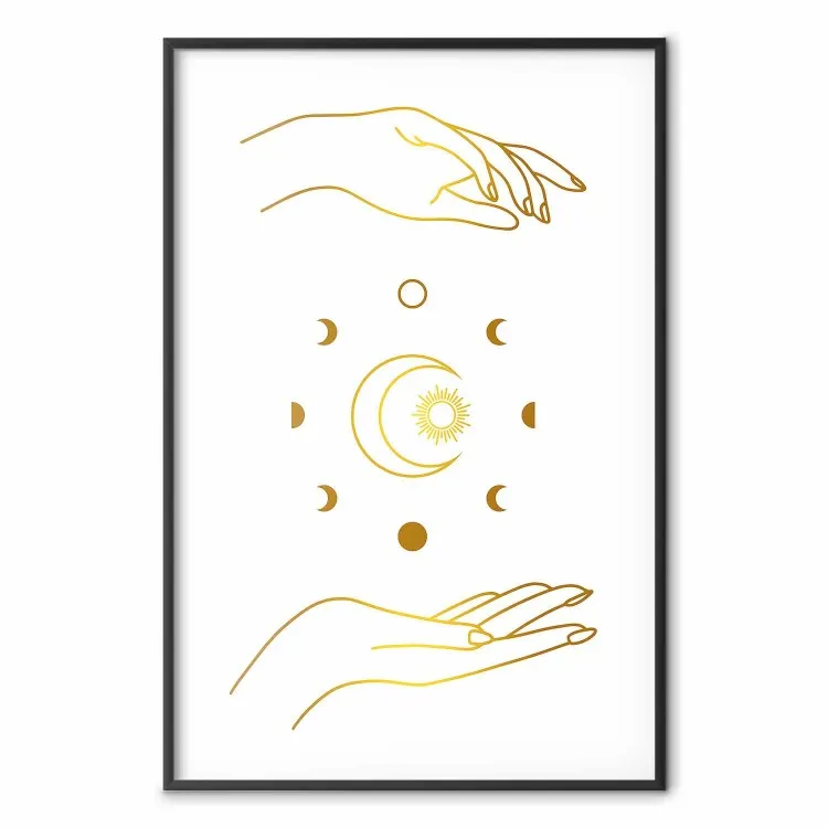 Magische symbolen - alle fasen van de maan en gouden handen