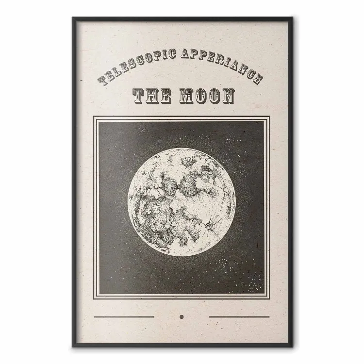 Uitzicht op de maan - gestileerde illustratie van een oude albumgravure