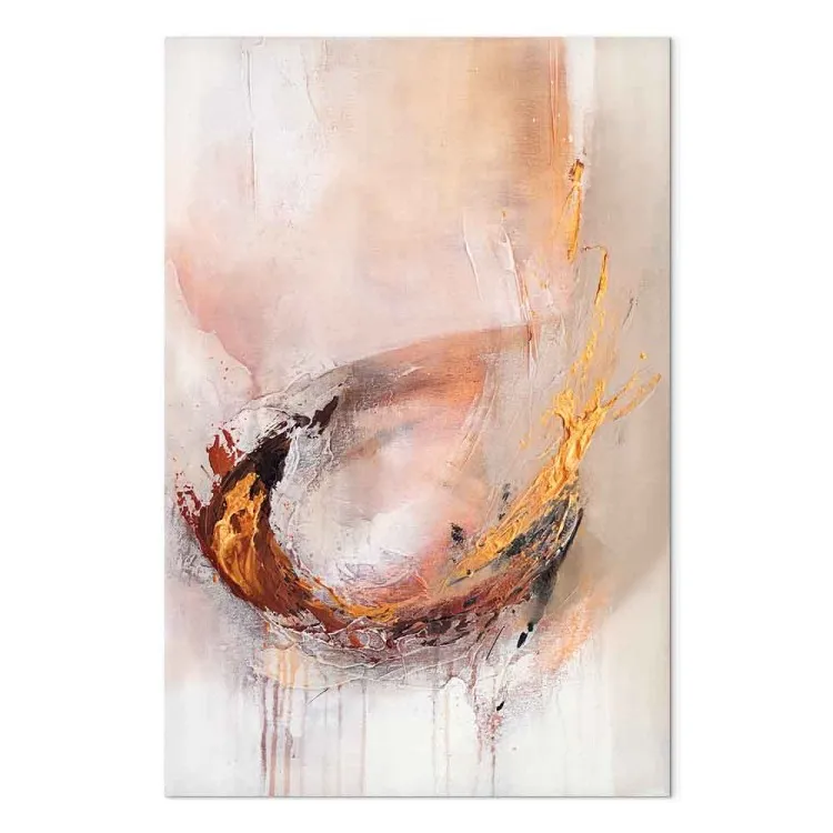 Painted Abstraction - Light Beige Composition With an Accent of Gold and Bronze