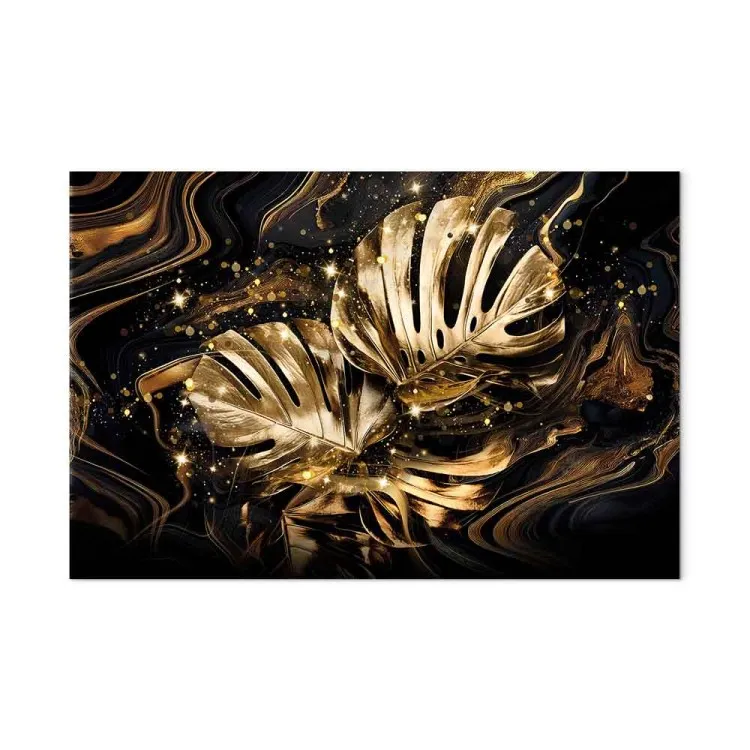 Golden Monstera - Dynamic Composition of Shiny Leaves