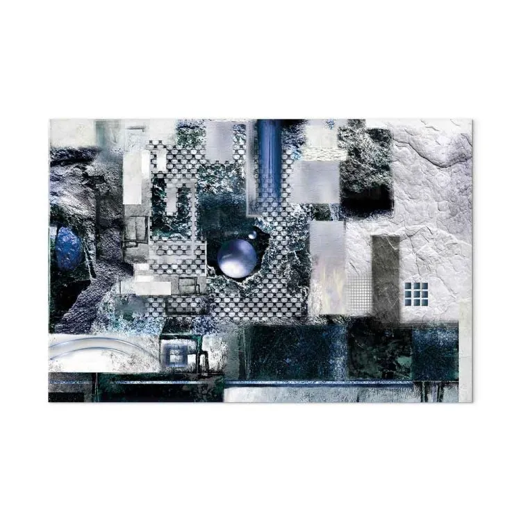Blauwe installatie (1-delig) breed - moderne abstractie
