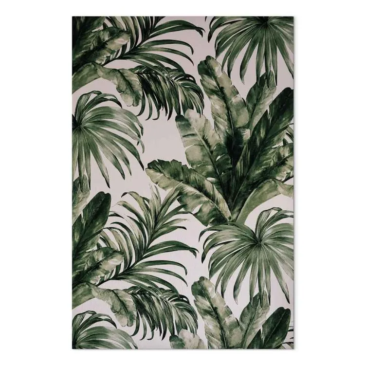 Tropical Nature - Dark Green Large Leaves on a Gray Background