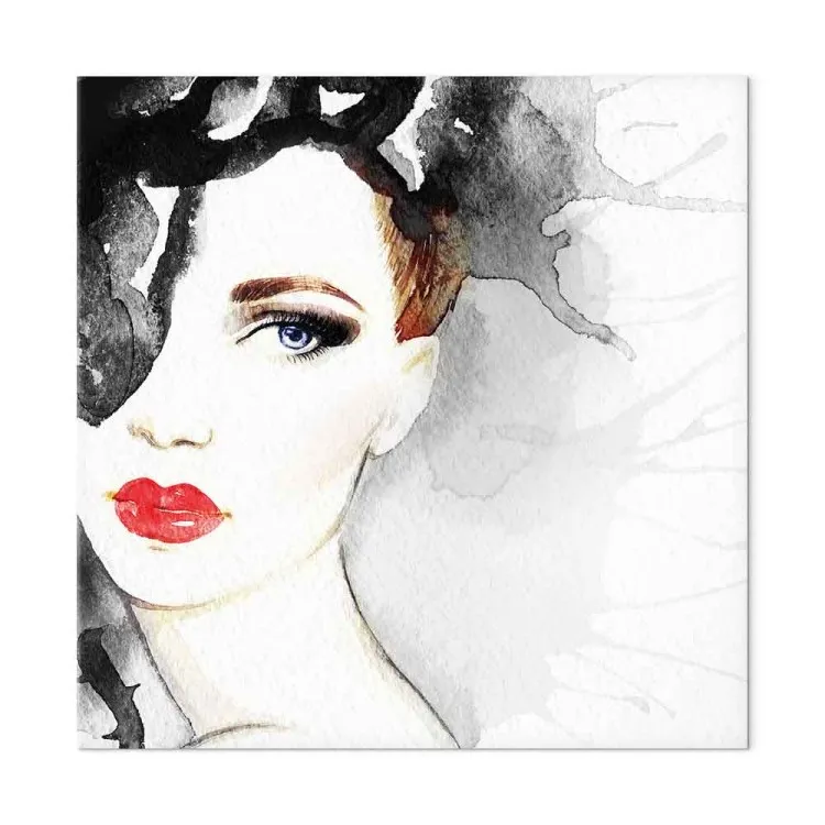 Watercolor Portrait - Image of a Woman Painted by Hand