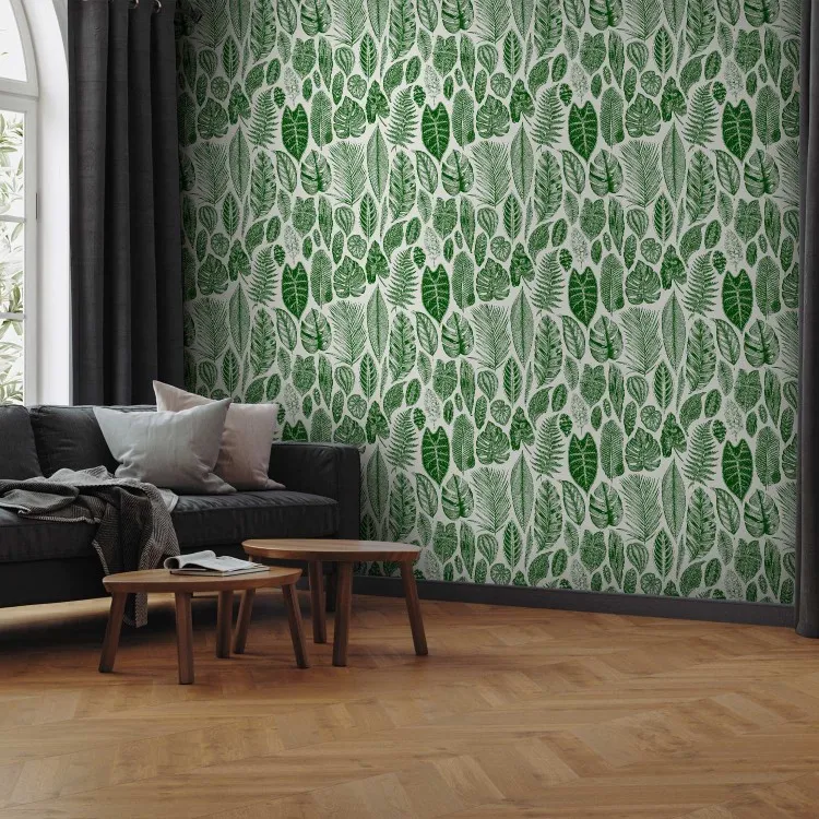 Groene natuur - verschillende soorten en maten bladeren op een witte achtergrond