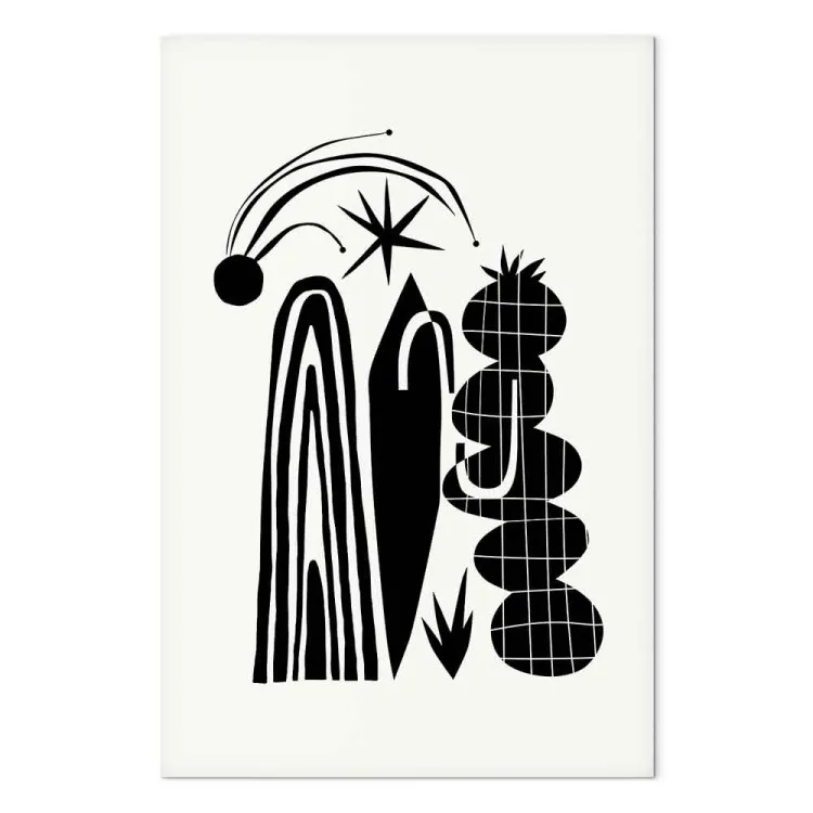 Abstract Composition - Black and White Arches and Plant Forms