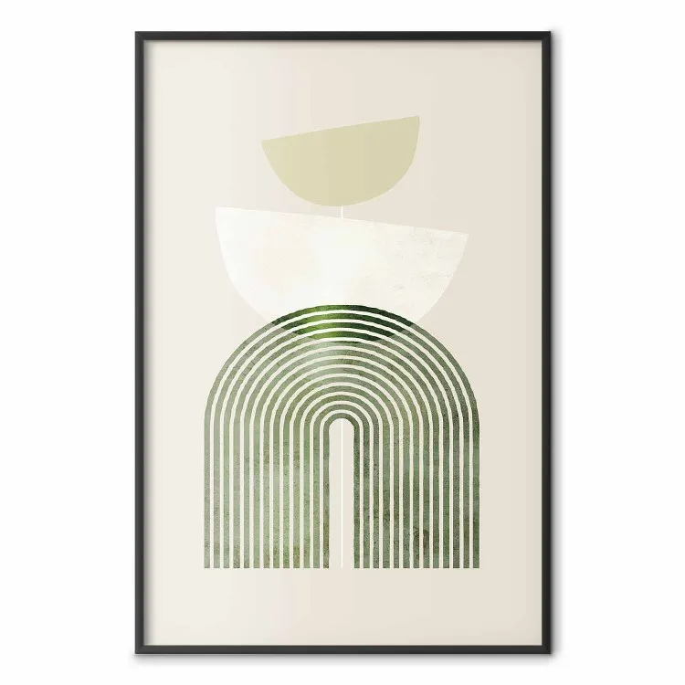 Abstract - ronde vormen in heldere kleuren op een beige achtergrond