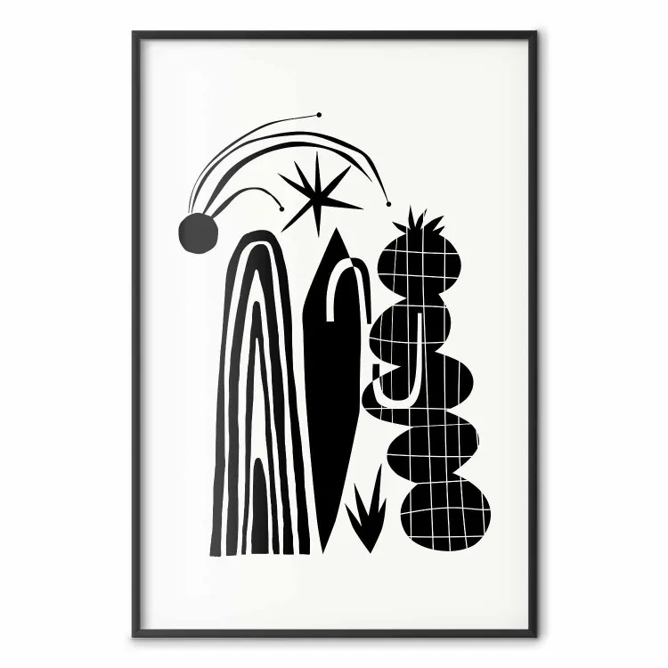 Monochrome compositie - zwart-witte bogen en plantvormen