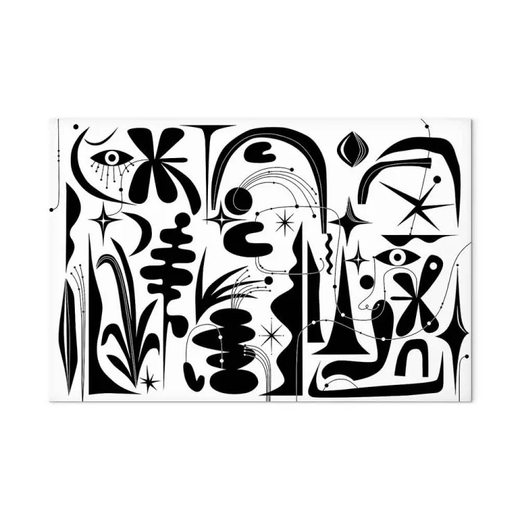 Abstraction - Composition of Black Geometric Shapes on a White Background