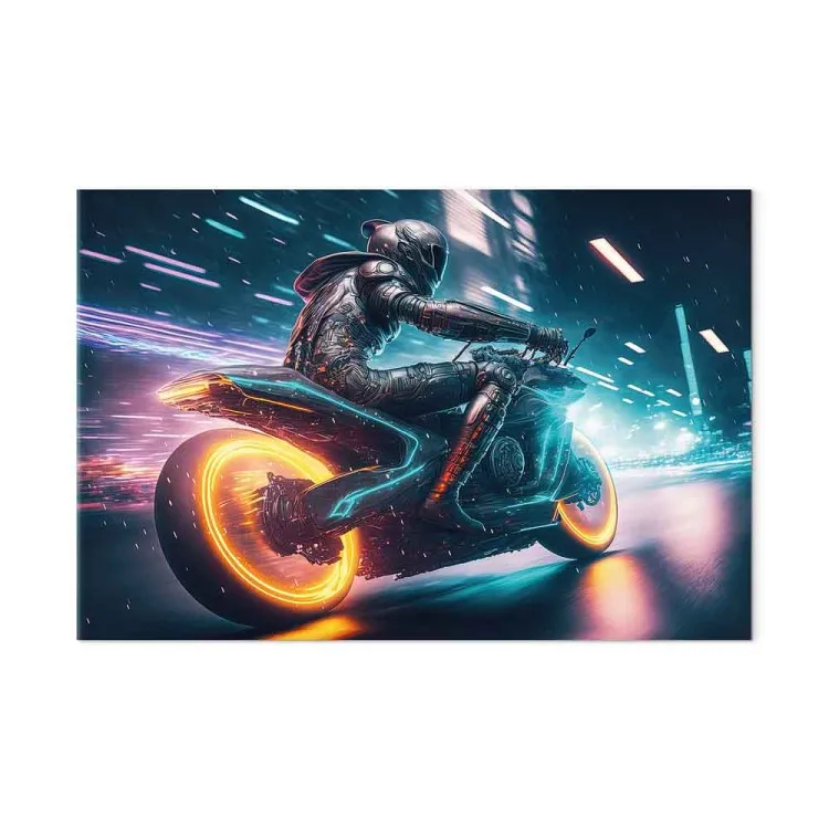 Lichtsnelheid - motorrijder tijdens een nachtelijke race door de stad