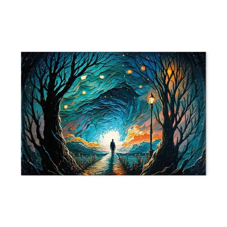 A Walk Among the Stars - A Figure Walking Towards the Horizon in the Middle of the Night