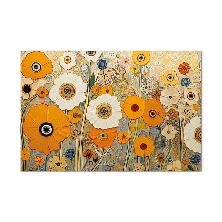 Orange Meadow - A Composition of Flowers in the Style of Klimt’s Paintings