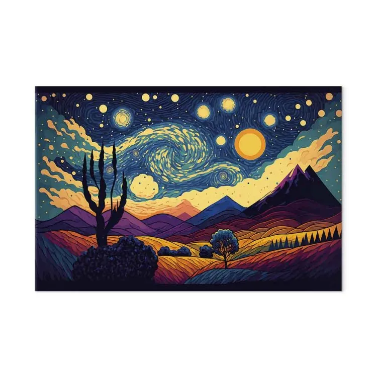 Impressionistic Landscape - Mountains and Meadows Under a Sky Full of Stars