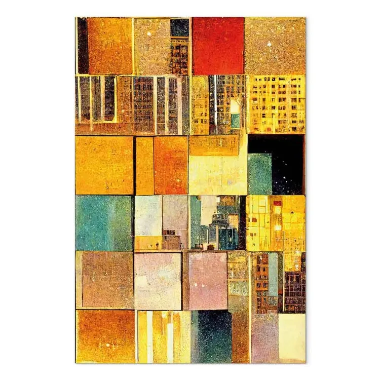 Abstract Squares - A Geometric Composition in Klimt’s Style
