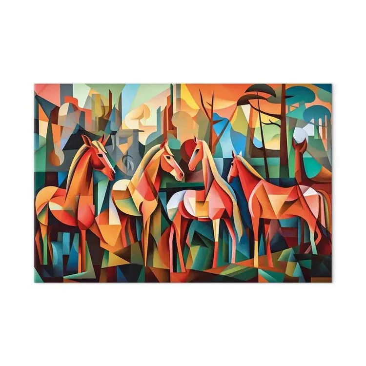 Cubist Horses - A Geometric Composition Inspired by Picasso’s Style